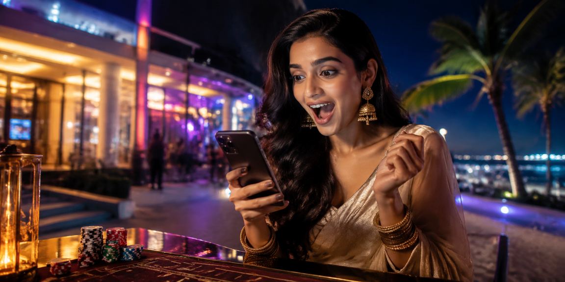 Teen Patti game interface with neon lights inspired by Delhi nightlife